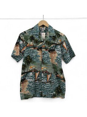Brand New Aloha Republic palm tree multicoloured Hawaiian shirt withpocket